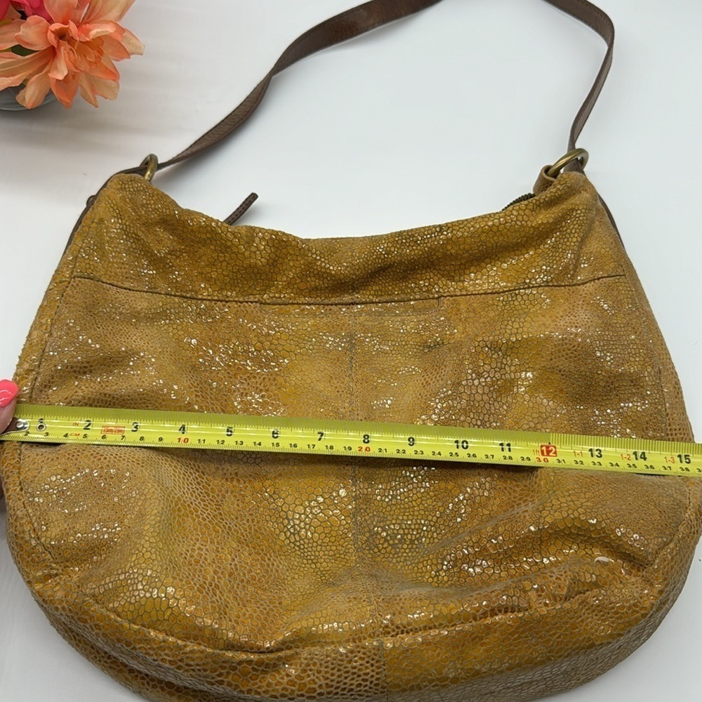 Hobo International Gold Yellow Hobo Bag Snakeskin Pattern with Leather Handle - Picture 13 of 16